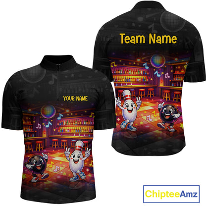 Funny Music Bowling Jersey for Men Custom Bowling Team Shirts Bowling League Polo & 1/4 Zip HNT496