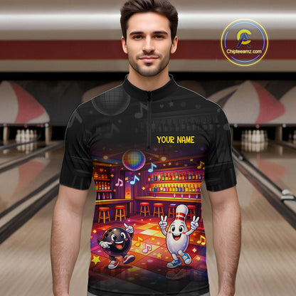 Funny Music Bowling Jersey for Men Custom Bowling Team Shirts Bowling League Polo & 1/4 Zip HNT496