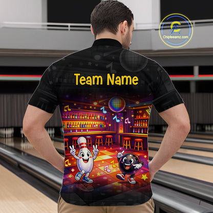 Funny Music Bowling Jersey for Men Custom Bowling Team Shirts Bowling League Polo & 1/4 Zip HNT496