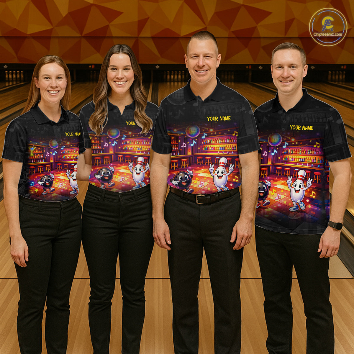 Funny Music Bowling Jersey for Men Custom Bowling Team Shirts Bowling League Polo & 1/4 Zip HNT496