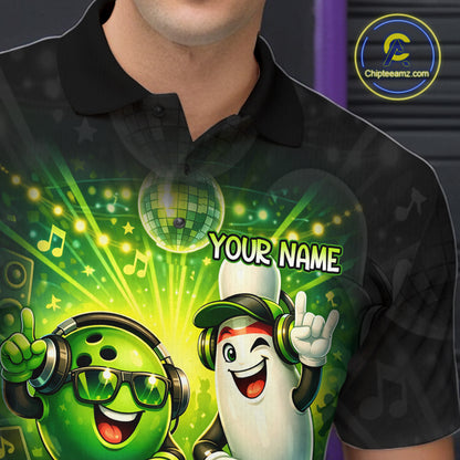 Custom Funny Music Bowling Jersey for Men Bowling Team Shirts Bowling League Polo & 1/4 Zip HNT495