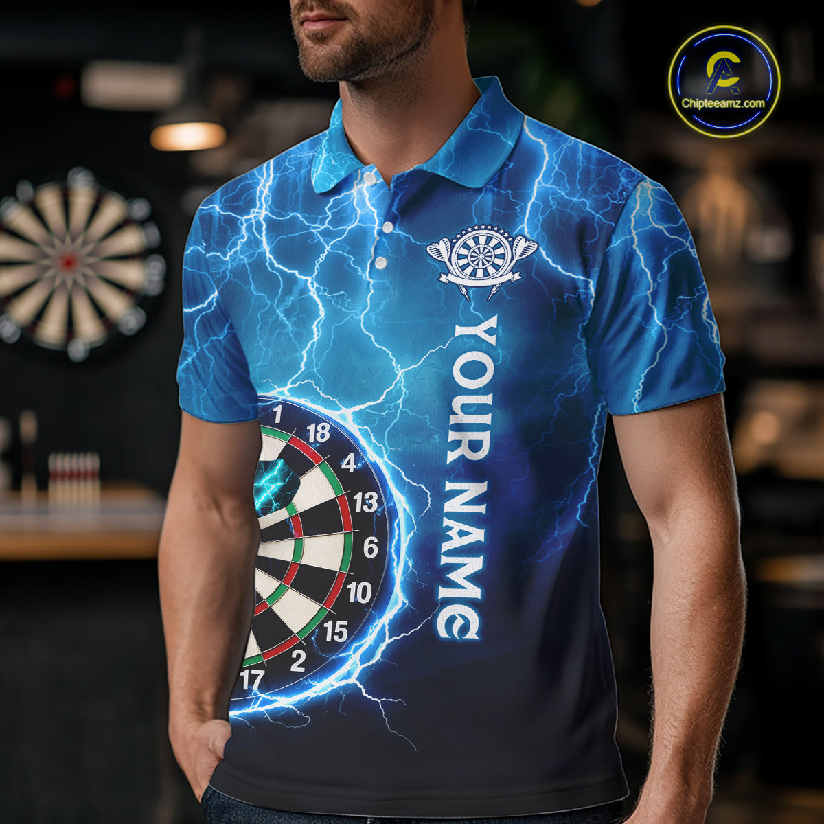 Custom Thunder Lightning Darts Shirt for Men Darts Team Jerseys Dartboard Shirt NNT263