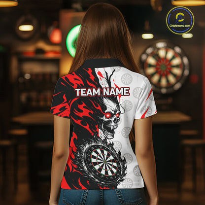Custom Black Red Skull Darts Shirt for Women Darts Team Jerseys Dartboard Shirt Dart League NNT265