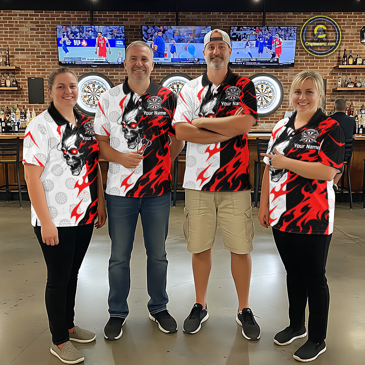 Custom Black Red Skull Darts Shirt for Women Darts Team Jerseys Dartboard Shirt Dart League NNT265