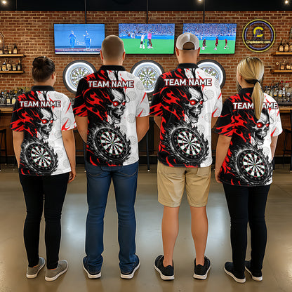 Custom Black Red Skull Darts Shirt for Women Darts Team Jerseys Dartboard Shirt Dart League NNT265