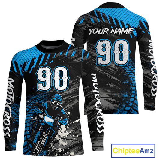 Custom Blue Motocross Jersey Men Kid Women Dirt Bike Jersey Motorcycle Riding Shirt XM485