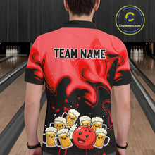 Load image into Gallery viewer, Funny Beer Bowling Shirts Red for Women Men Bowling Polo&amp;1/4 Zip Bowling League MBL252