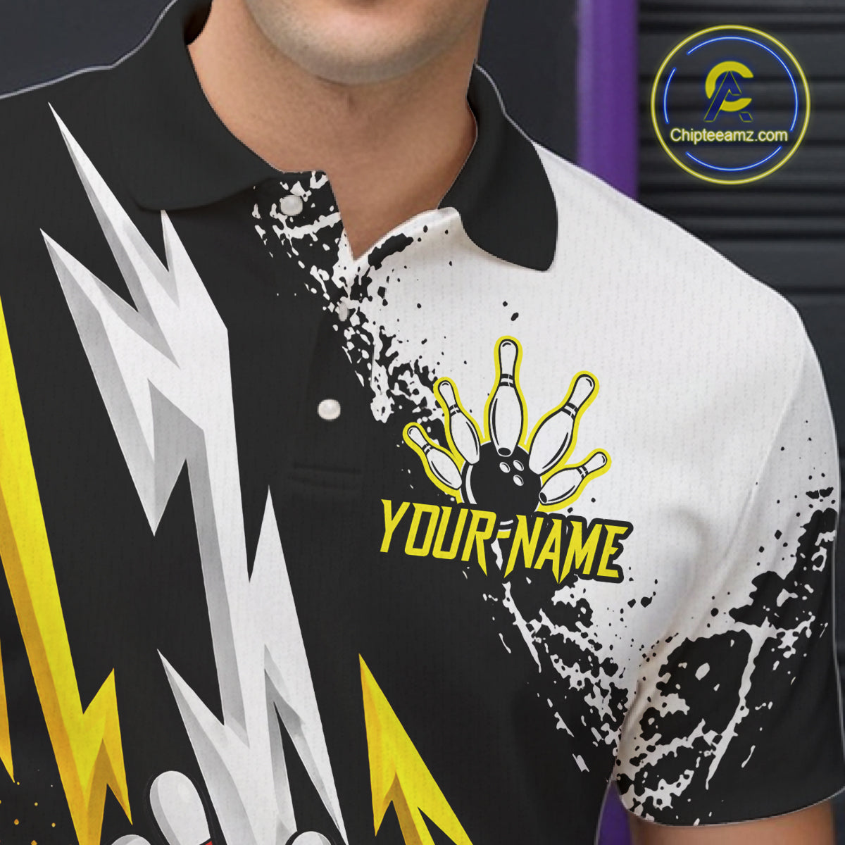 Custom Yellow Beer Bowling Jersey for Men Bowling Team Shirts Bowling League Polo & 1/4 Zip HNT505