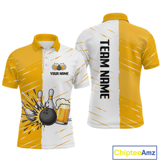 Beer Bowling Shirts Yellow&White Beer Bowling Jersey for Team Women Men Bowl League MBL259