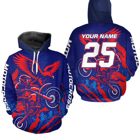 Eagle Motocross Hoodie Custom Men Women Dirt Bike Pink Blue Racing Hoodie Shirt MH424