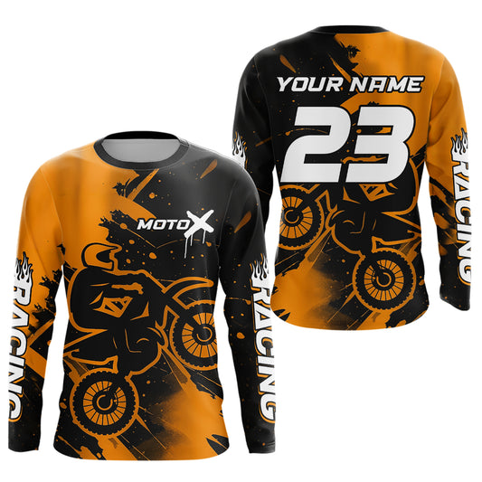 Orange Motocross Jersey for Kid Women Men Personalized Dirt Bike Shirts Racing Shirt XM426