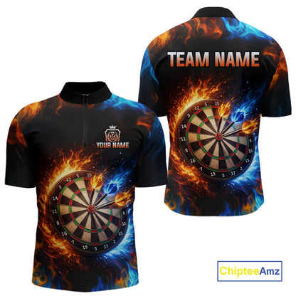 Custom Flame Darts Shirt for Men Darts Team Jerseys Dartboard Shirt Dart League NNT262