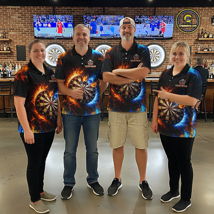 Custom Flame Darts Shirt for Men Darts Team Jerseys Dartboard Shirt Dart League NNT262