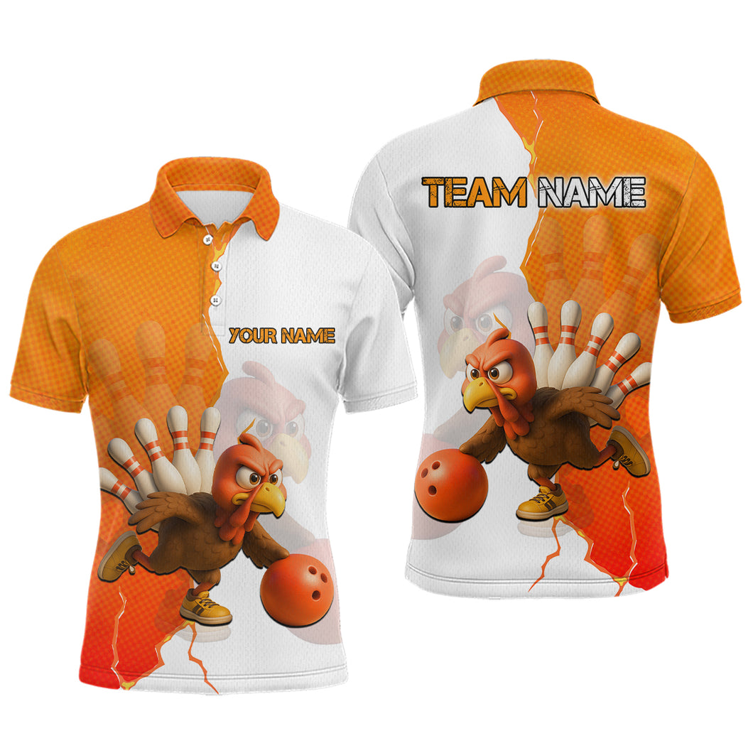 Custom Turkey Bowling Shirts for Women Men Team Orange Bowling Jerseys Thanksgiving MBL178