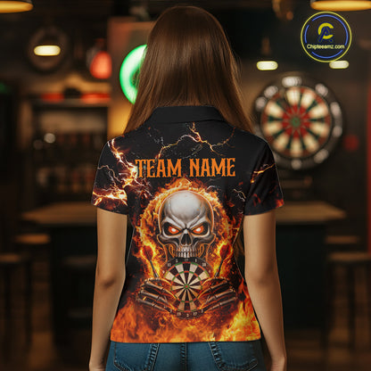 Custom Flame Skull Darts Shirt for Women Darts Team Jerseys Dartboard Shirt Dart League NNT266
