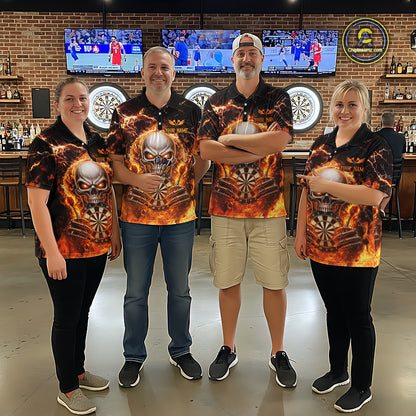 Custom Flame Skull Darts Shirt for Women Darts Team Jerseys Dartboard Shirt Dart League NNT266