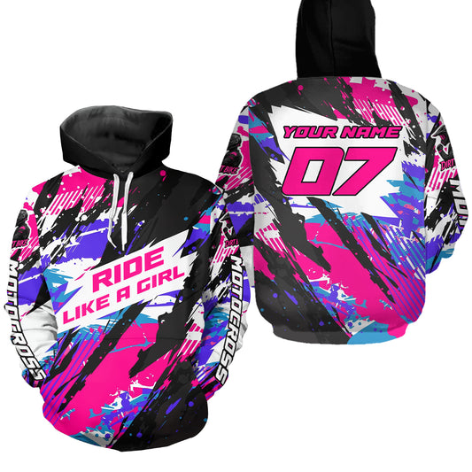 Pink Custom Motocross Hoodie for Men Women Adult Dirt Bike Racing Hoodie Shirt MH469