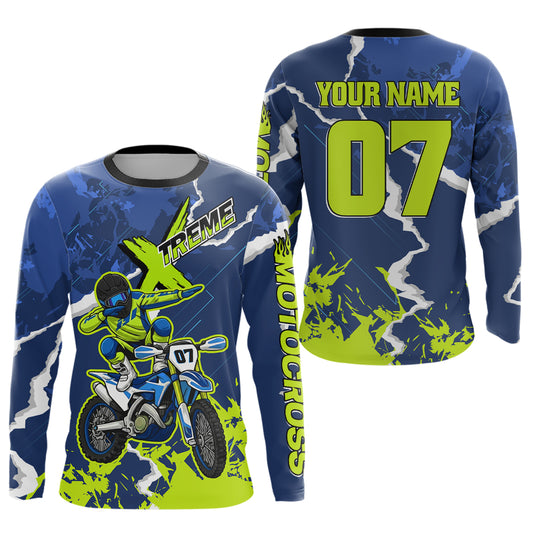 Lightning Motocross Jersey Custom Blue Dirt Bike Shirts Men Kid Women Off Road Jersey XM408