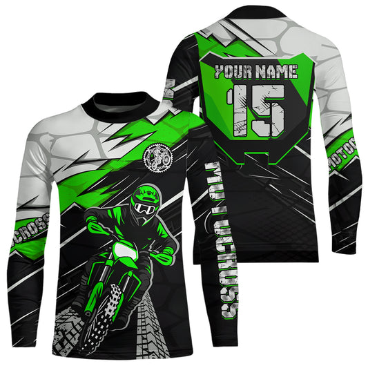Green Motocross Jersey Custom Dirt Bike Shirts for Men Kid Women Motorcycle Shirt XM488