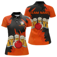 Load image into Gallery viewer, Funny Beer Bowling Shirts Orange for Women Men Team Bowling Polo &amp; 1/4 Zip Shirts MBL251