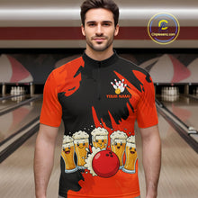 Load image into Gallery viewer, Funny Beer Bowling Shirts Orange for Women Men Team Bowling Polo &amp; 1/4 Zip Shirts MBL251