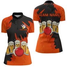 Load image into Gallery viewer, Funny Beer Bowling Shirts Orange for Women Men Team Bowling Polo &amp; 1/4 Zip Shirts MBL251