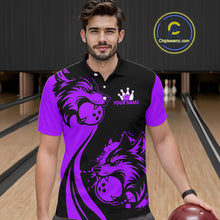 Load image into Gallery viewer, Purple Wolf Bowling Shirts for Team Men Women Custom Wolf Bowling Jerseys for Couples MBL197