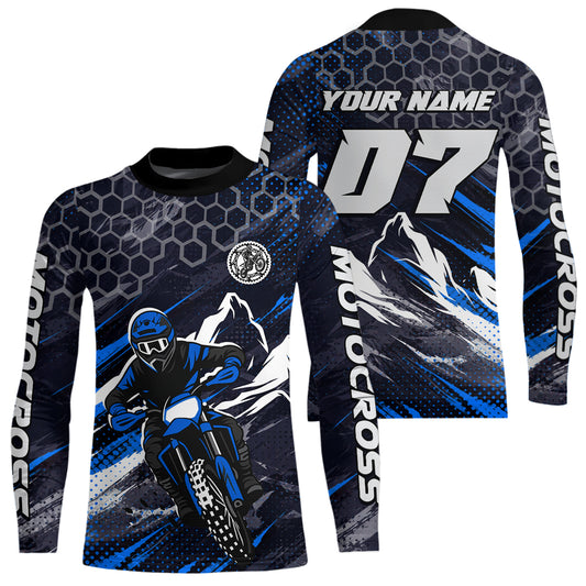 Blue Motocross Racing Jersey for Kids Women Men Dirt Bike Shirts Motorcycle Riding Shirt XM493