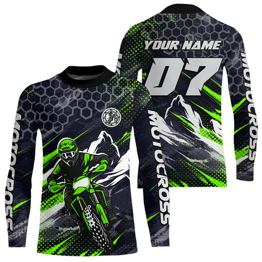 Green Motocross Racing Jersey for Kids Women Men Dirt Bike Shirts Motorcycle Riding Shirt XM493