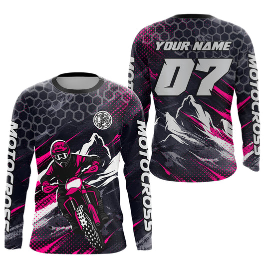 Pink Motocross Racing Jersey for Kids Women Men Dirt Bike Shirts Motorcycle Riding Shirt XM493