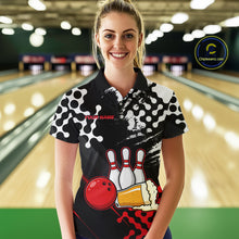 Load image into Gallery viewer, Red Beer Bowling Shirts for Team Women Men Beer Bowling Polo&amp;1/4 Zip Bowl League MBL255