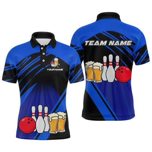 Funny Beer Bowling Shirts Blue Bowling Jersey for Team Women Men Bowl League MBL261