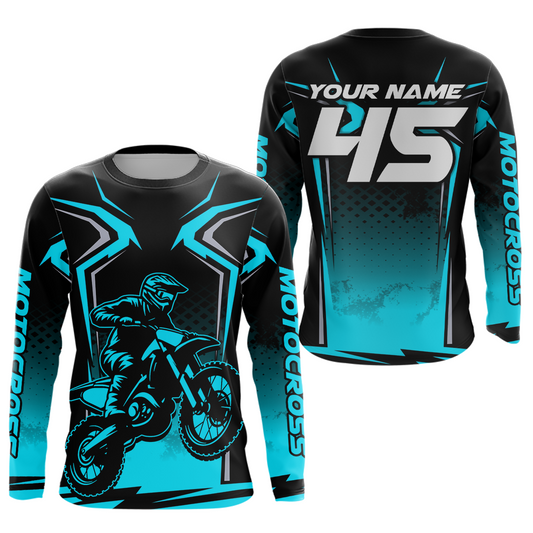 Custom Turqoise Motocross Racing Jersey Men Women Kid Dirt Bike Shirts Motorcycle Shirt XM442