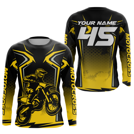 Custom Yellow Motocross Racing Jersey Men Women Kid Dirt Bike Shirts Motorcycle Shirt XM442