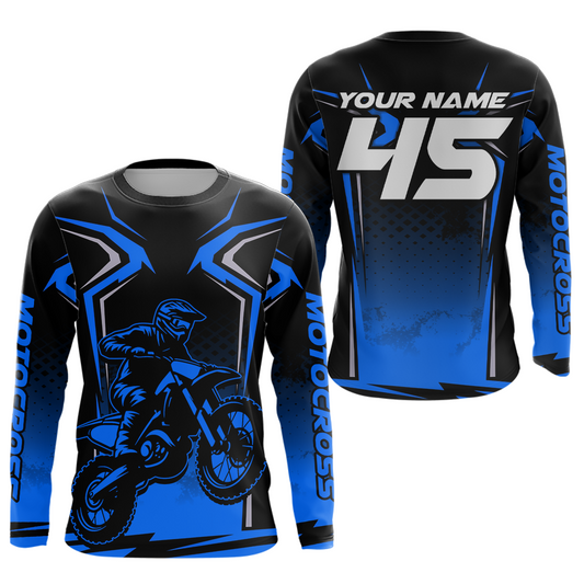 Custom Blue Motocross Racing Jersey Men Women Kid Dirt Bike Shirts Motorcycle Shirt XM442