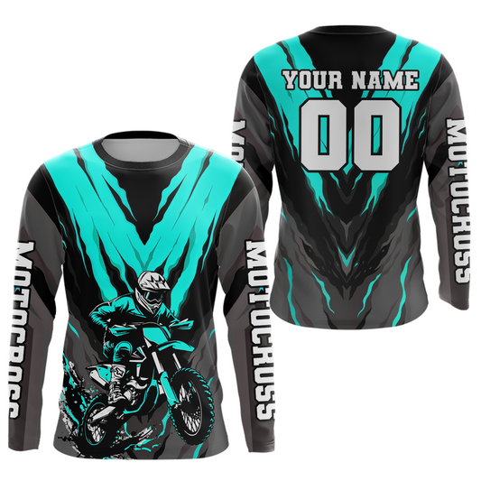 Custom Turquoise Motocross Racing Jersey for Men Women Kid Dirt Bike Shirts Riding Shirt XM443