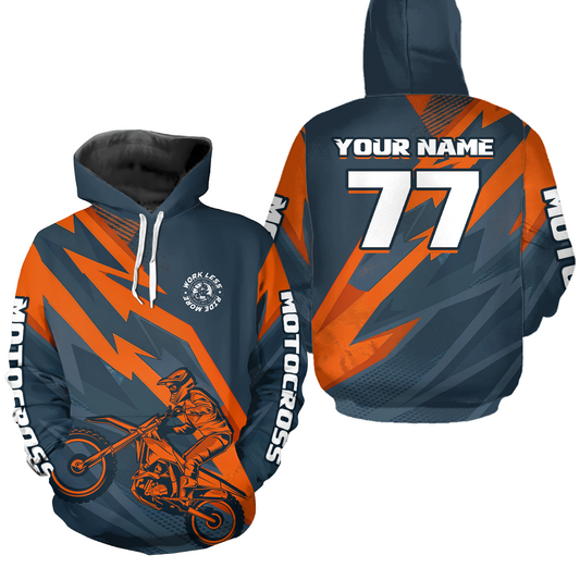 Orange Motocross Hoodie Custom Men Women Dirt Bike Pink Blue Racing Hoodie Shirt MH450