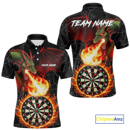Custom Flame Dragon Darts Shirt for Men Darts Team Jerseys Dartboard Shirt Dart League NNT264