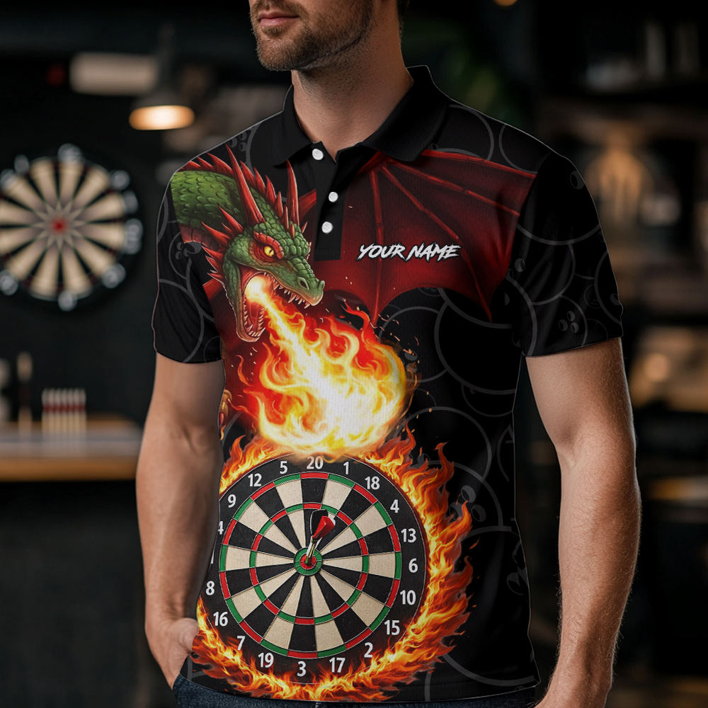 Custom Flame Dragon Darts Shirt for Men Darts Team Jerseys Dartboard Shirt Dart League NNT264
