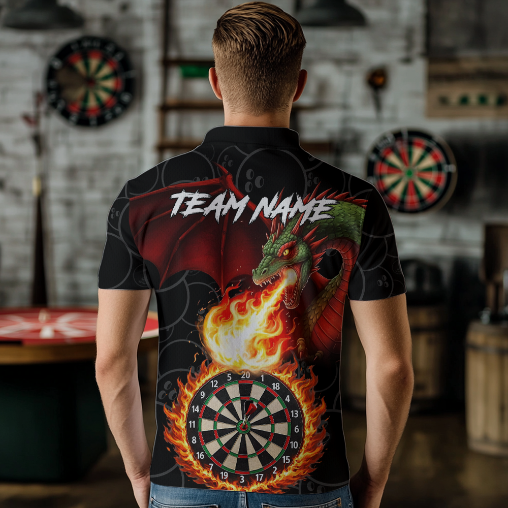 Custom Flame Dragon Darts Shirt for Men Darts Team Jerseys Dartboard Shirt Dart League NNT264