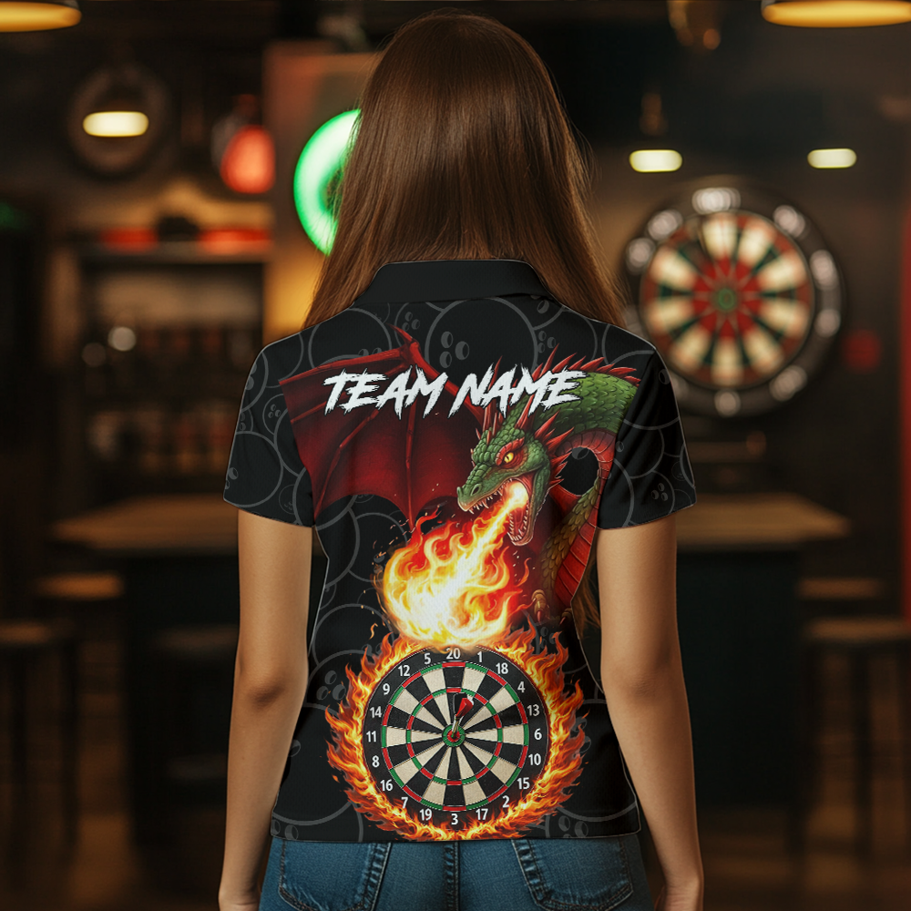 Custom Flame Dragon Darts Shirt for Women Darts Team Jerseys Dartboard Shirt Dart League NNT264