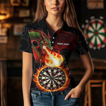 Custom Flame Dragon Darts Shirt for Women Darts Team Jerseys Dartboard Shirt Dart League NNT264