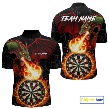 Custom Flame Dragon Darts Shirt for Men Darts Team Jerseys Dartboard Shirt Dart League NNT264