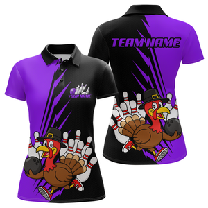 Purple Turkey Bowling Shirts for Women Men Team Custom Bowling Jerseys Thanksgiving MBL180