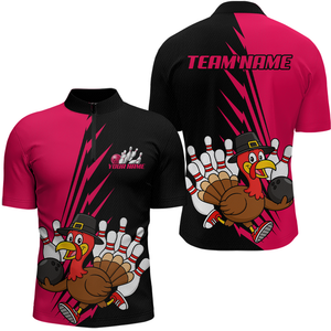 Pink Turkey Bowling Shirts for Women Men Team Custom Bowling Jerseys Thanksgiving MBL180