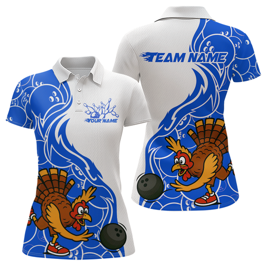 Custom Blue Turkey Bowling Shirts for Women Men Team Bowling Jerseys Thanksgiving MBL181