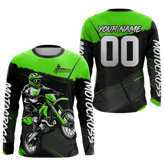 Green Motocross Jersey for Men Women Kid Dirt Bike Shirts Custom Off road Riding Shirt XM463