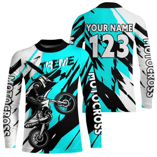 Custom Turquoise Motocross Racing Jersey Custom Women Kid Men Dirt Bike Off road Shirt XM472