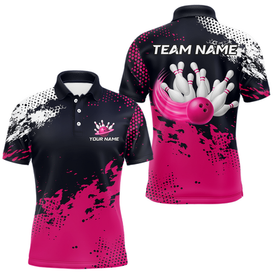 Pink Custom Bowling Shirts for Women Men Bowling Jersey Polo&1/4 Zip Shirt for Team MBL224