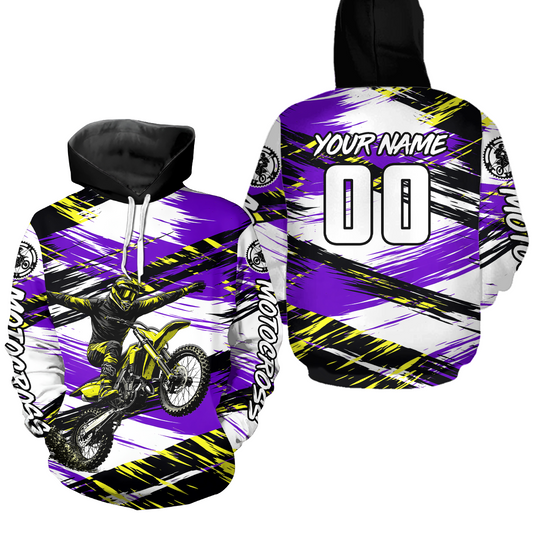 Purple Motocross Hoodie Custom for Adult Men Women Dirt Bike Racing Hoodie Shirt MH480